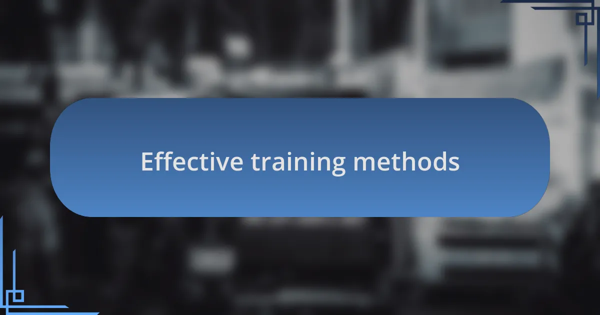 Effective training methods
