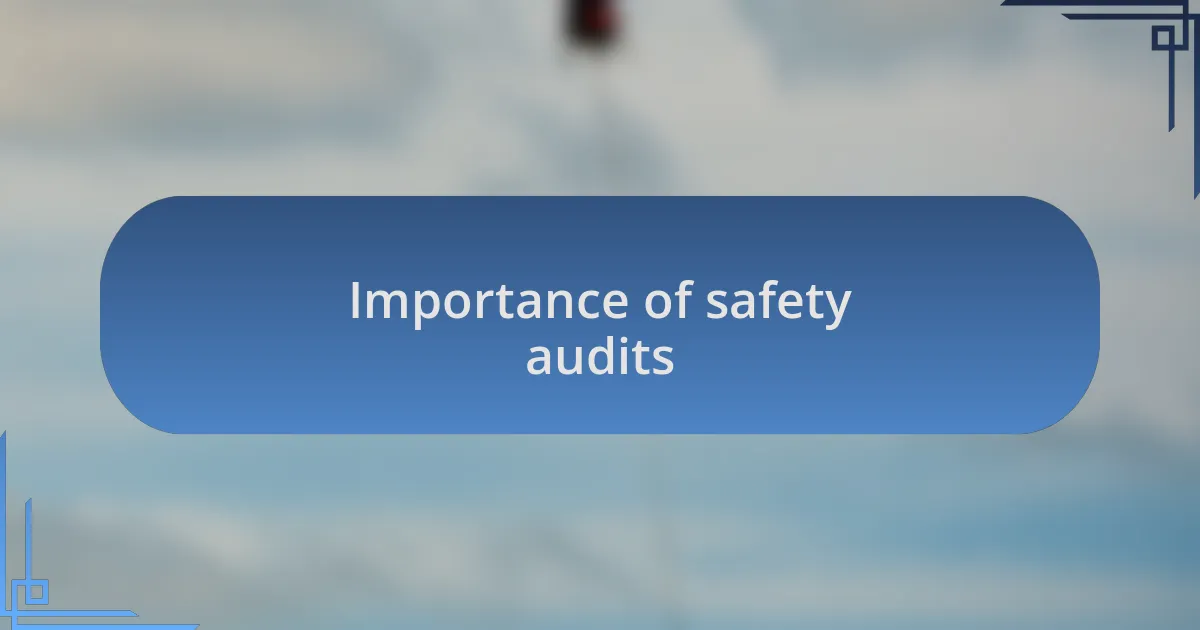 Importance of safety audits