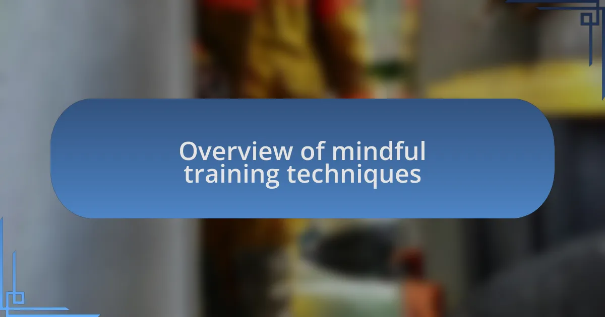 Overview of mindful training techniques