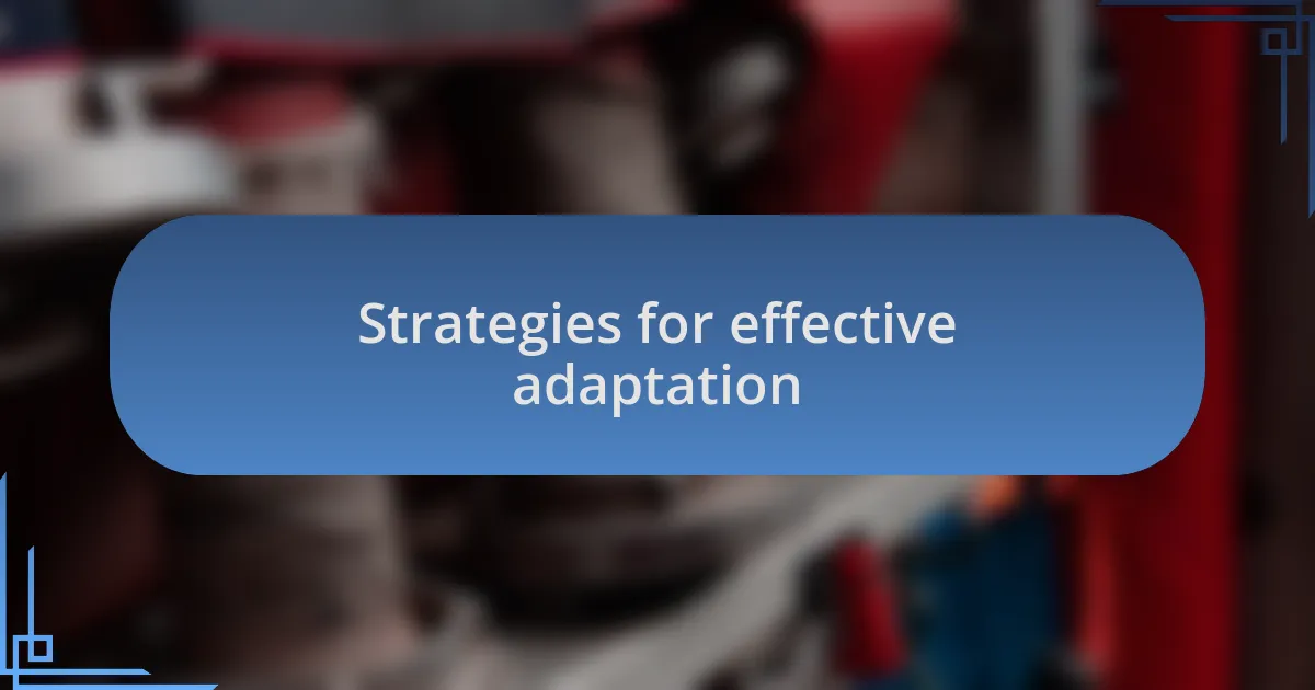 Strategies for effective adaptation